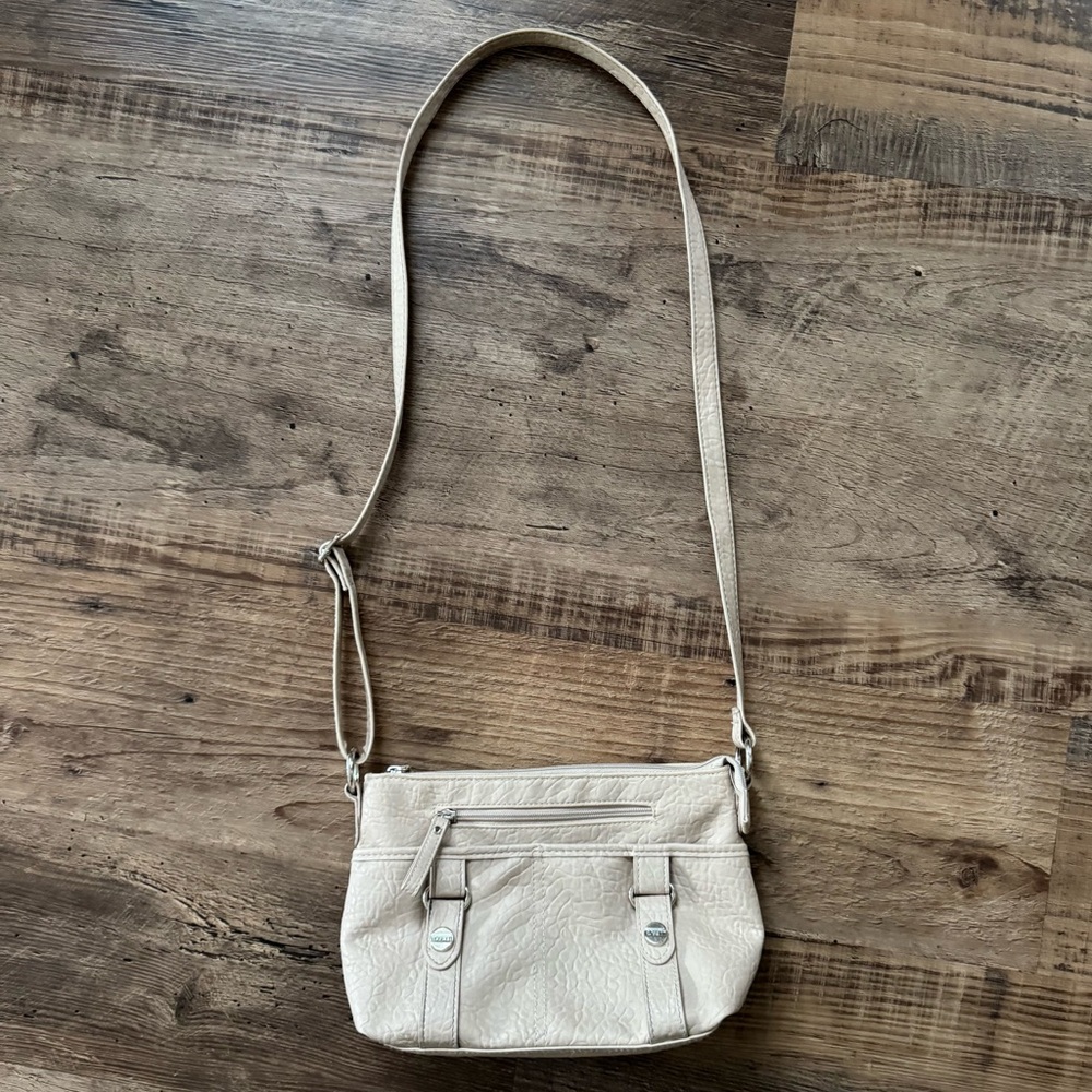 Cream Purse Shoulder Crossbody Purse Bag Rosetti Faux Leather Adjustable Strap